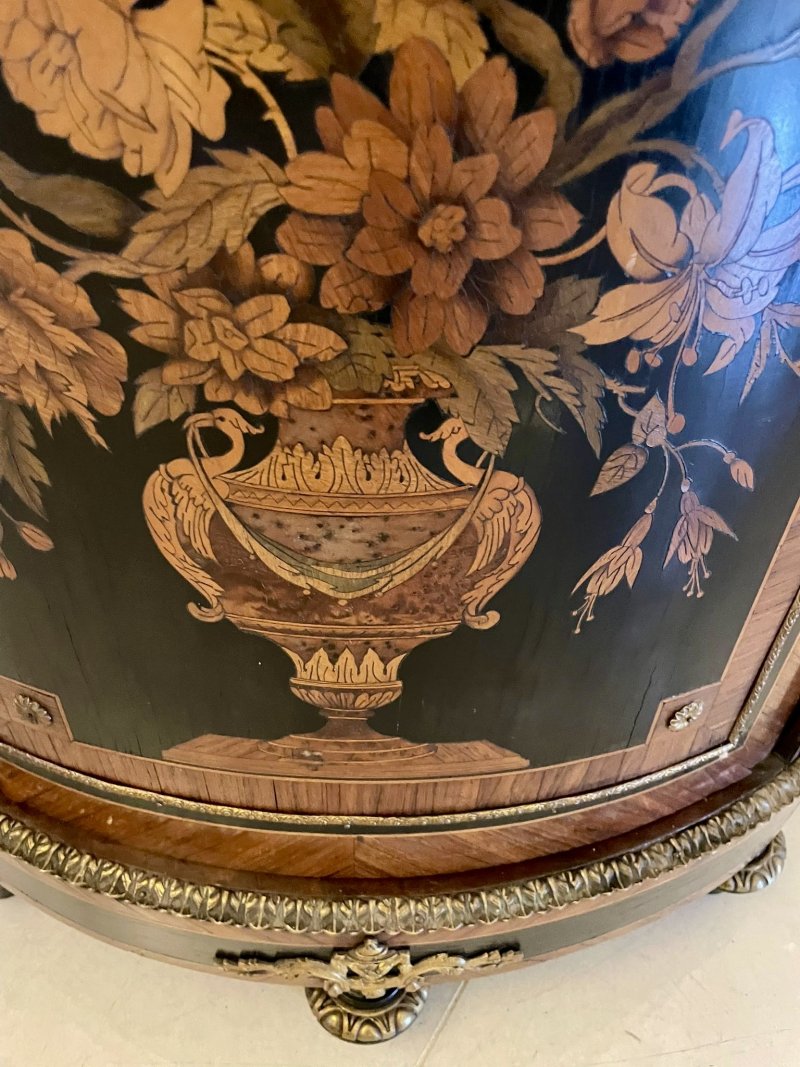 Antique French Louis XVI Style Marquetry Corner Cabinet with Marble Top